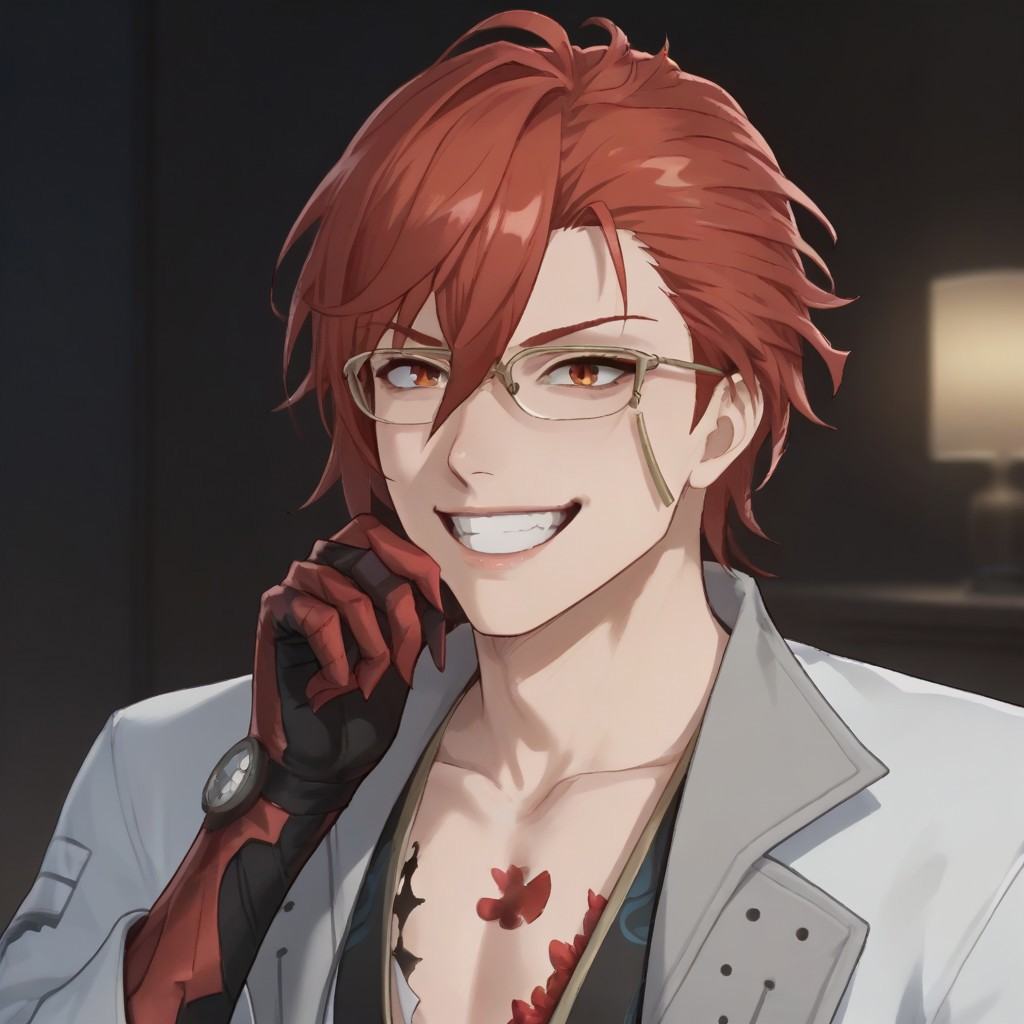 mortefi,  red hair,  eyeglasses on Tensor.Art
