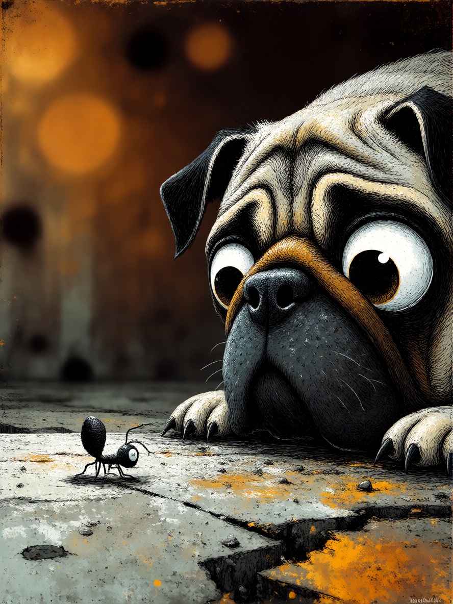 ToonDaal,  A masterpiece of dark whimsy,  this expressive storybook illustration features an enormous on Tensor.Art