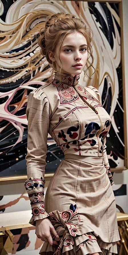 from above,  cowboy shot of a tall,  extremely beautiful woman wearing a tight-fitting on Tensor.Art