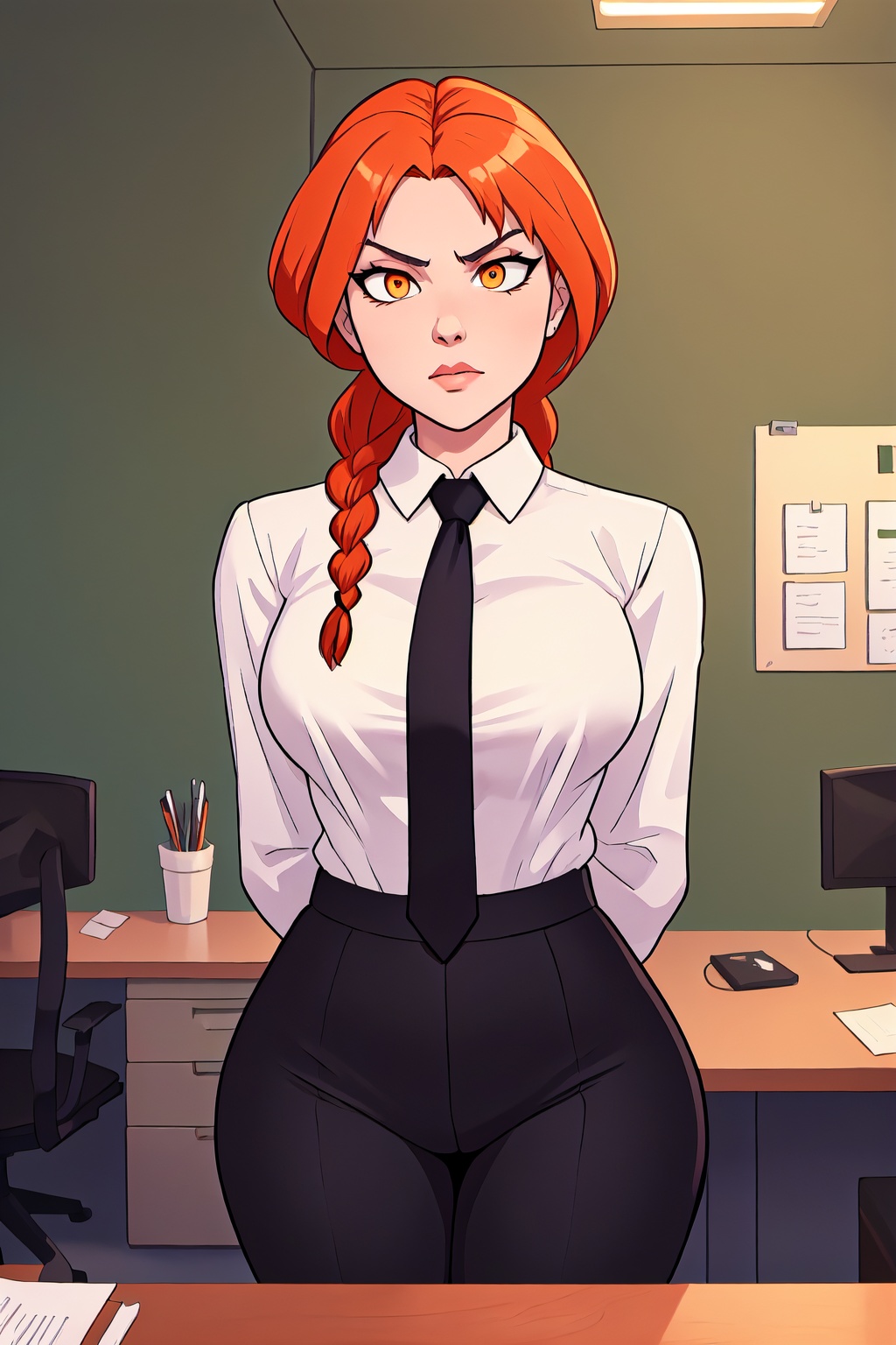 makimav1,  white collared shirt,  black pants on Tensor.Art