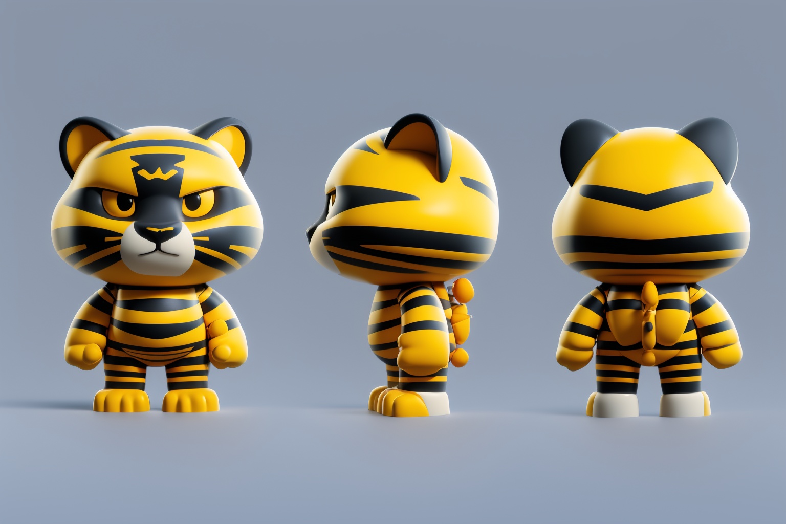 masterpiece,best quality,<lora:真IP设计动物版:1>,three views,character design,tiger,