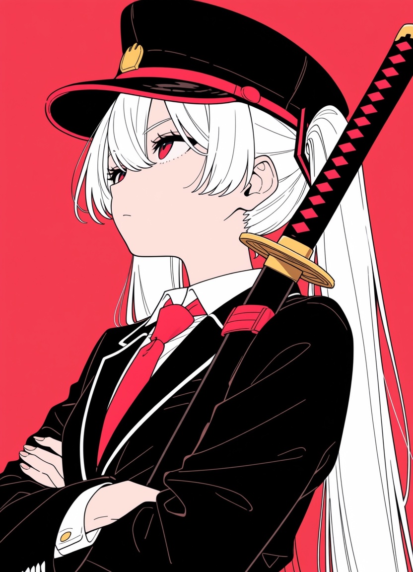 necktie,  solo,  sword on Tensor.Art
