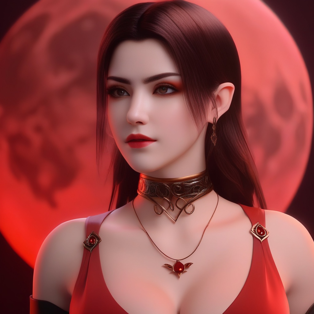 <lora:850-DA-XL-斗破苍穹-美杜莎-红色睡衣:0.8>, (,1girl, ,best quality, ),,  ,,ultra realistic 8k cg,, ,masterpiece, (( , )),, ,science fiction,mole, ,    ,red moon, black rose,     (cleavage),,  (),