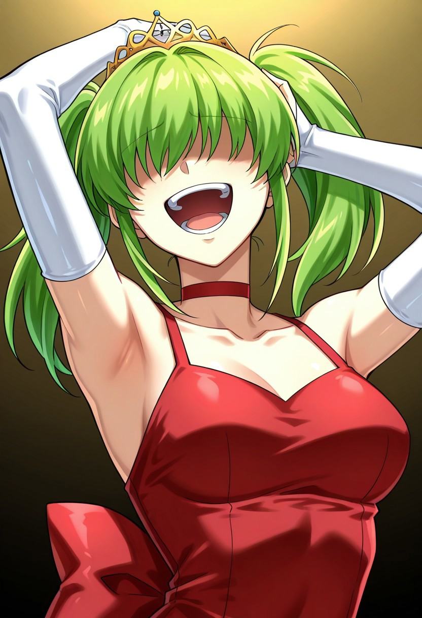 ioyahaha,  hand to head,  open mouth on Tensor.Art