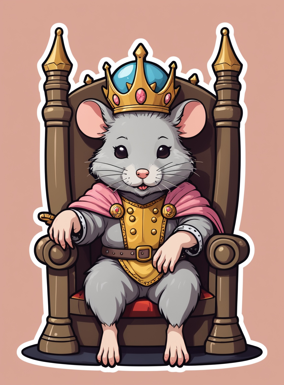 (closeup rat king in his throne),  Sticker,  Cute sticker on Tensor.Art