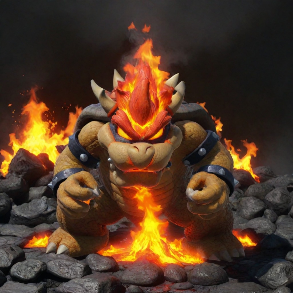 Bowser made of lava,  realistic on Tensor.Art