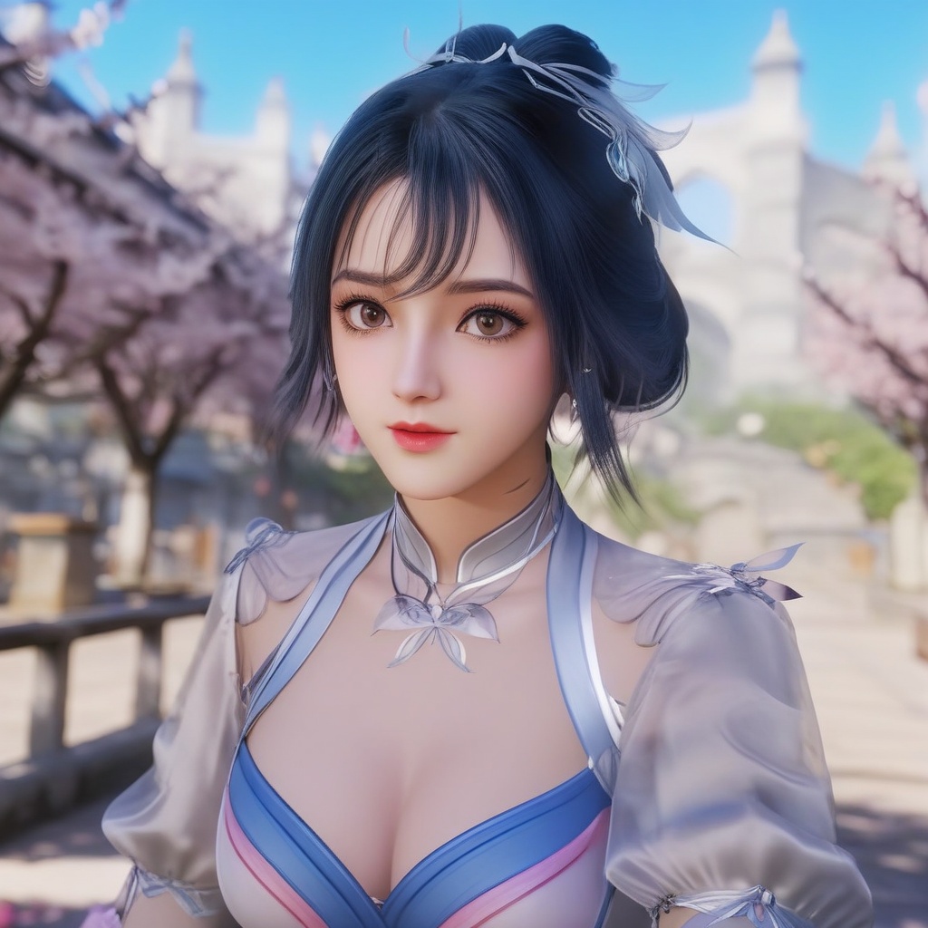 <lora:707-DA-XL-斗罗大陆-唐舞桐:0.8>(,1girl, ,best quality, ),looking at viewer,  ,ultra detailed background,ultra detailed background,ultra realistic 8k cg,, ,masterpiece, (( , )),, ,   ,   cure blossom,  ,,  (cleavage), (), ,, 