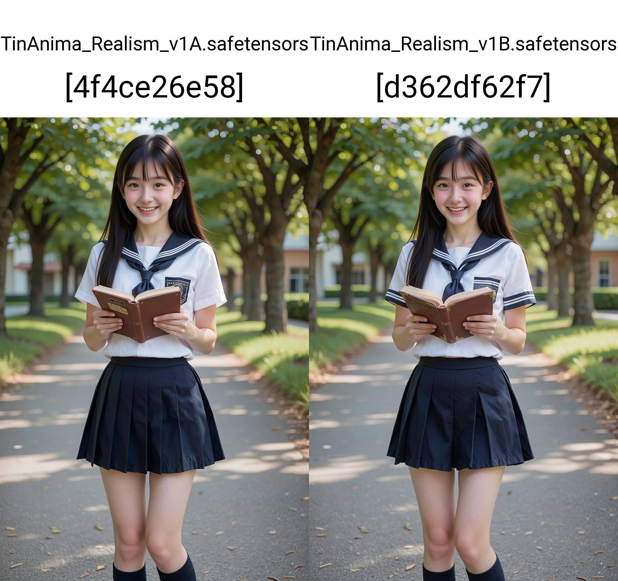 A young Asian woman,  estimated age range 18-22,  stands gracefully on a paved pathway on Tensor.Art