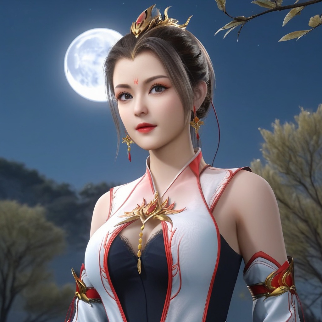 <lora:710-DA-XL-师兄啊师兄-酒玖:0.8>(,1girl, ,best quality, ),looking at viewer,  ,ultra detailed background,ultra detailed background,ultra realistic 8k cg, ,masterpiece, (( , )),, ,fiction,mole,,      ,(cleavage), (),  ,see-through, lace, (((, solo, moon, , bare_tree, )))(cleavage), 