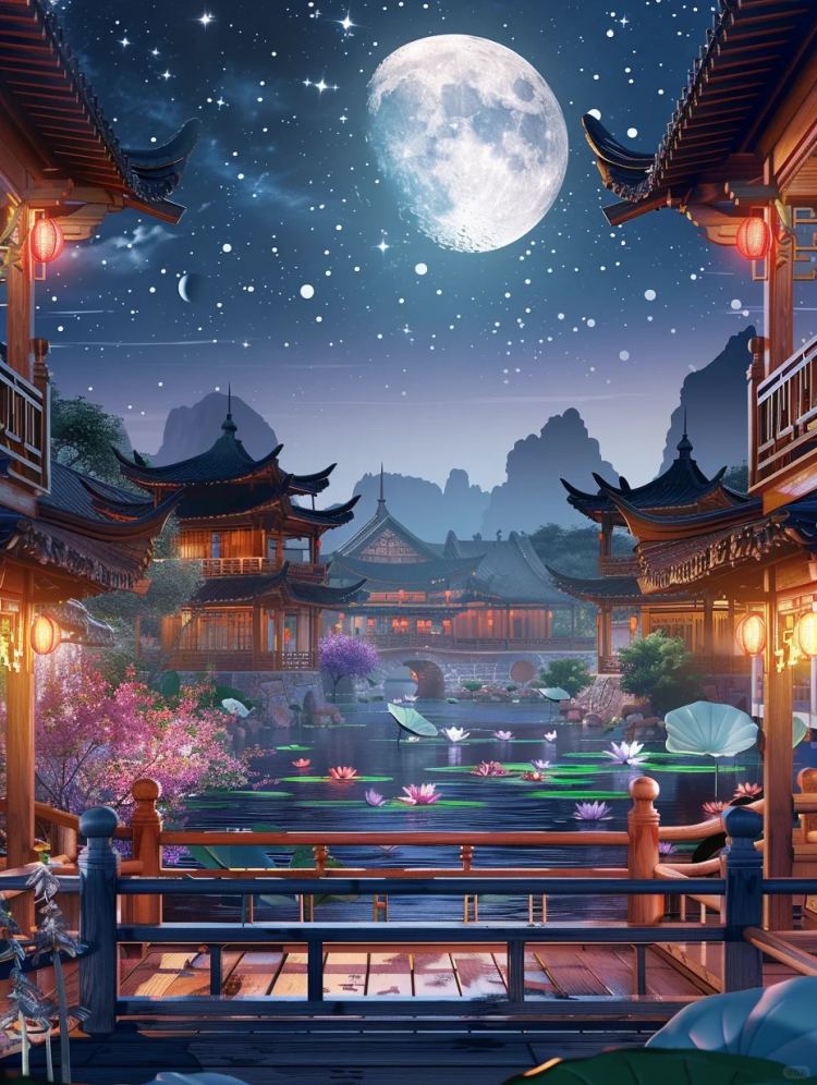 中秋节海报素材背景-flux1.0 by ai老头 on Tensor.Art