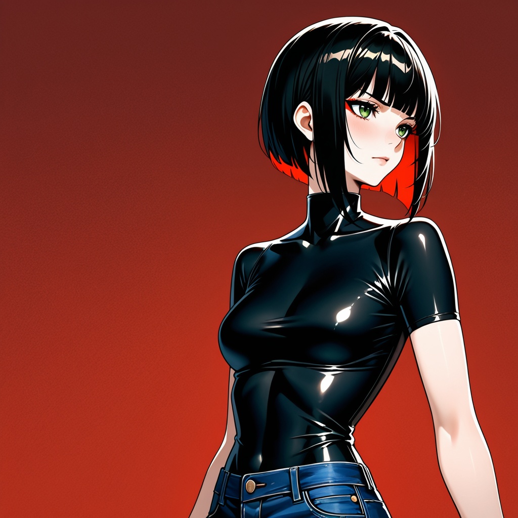 char_jeans_girl,  1girl,  black hair on Tensor.Art
