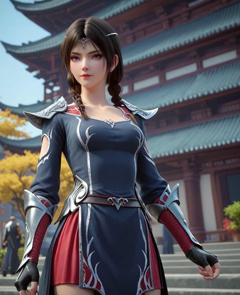 (oriental architecture, elegant decor, sophisticated style:1.1),Bending down to tie shoelaces, showing a moment of simplicity,,(breasts:1.2),<,,<lora:XL16大主宰安然:0.95>,miss anran, blue gray peplum dress, red petticoat, purple eyes, circlet, black hair, braid, long hair, pauldrons, fingerless gauntlet, black high-heeled thigh boots,, zPDXL2, score_9, score_8_up, score_7_up BREAK realistic, masterpiece,best quality, highly detailed,, zPDXL3, zPDXL2,zPDXL, zPDXLxxx, zPDXLrl,