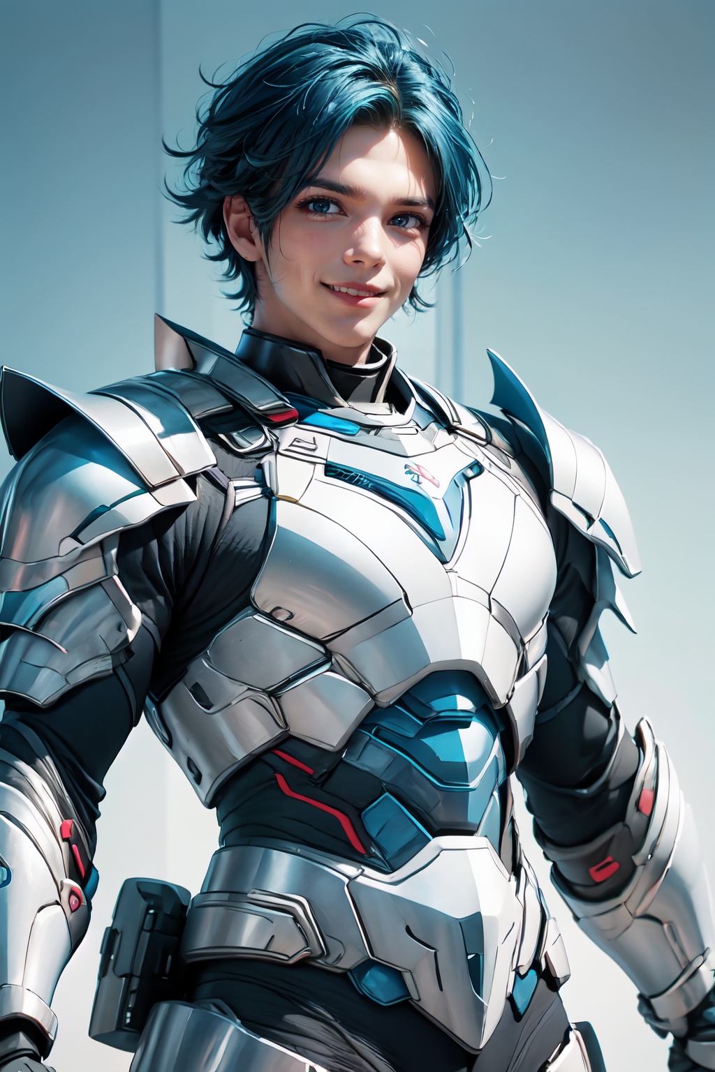 atai,1boy,armour,smile,<lora:索泰_机甲V1.0-000006>,panorama,