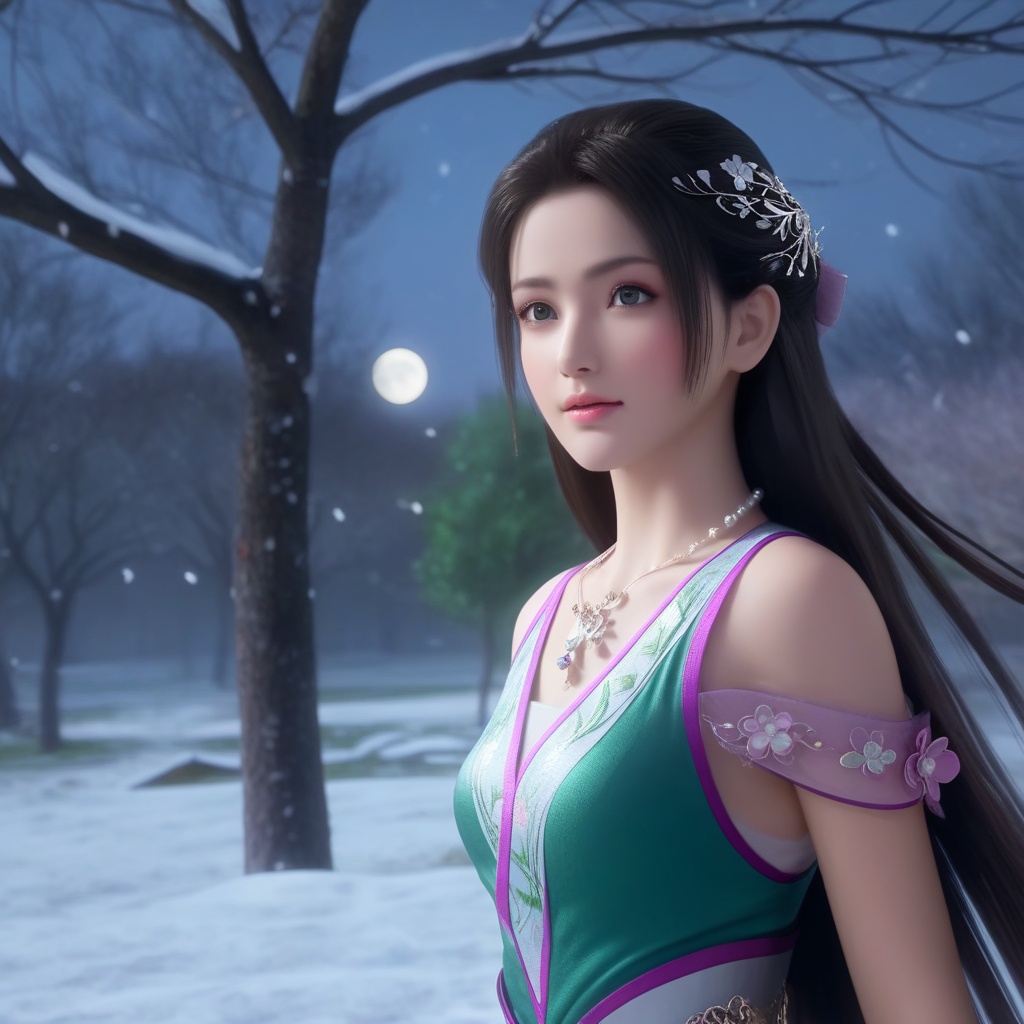 <lora:709-DA-XL-斗破苍穹-小医仙:0.8>(,1girl, ,best quality, ),looking at viewer,  ultra realistic 8k cg, picture-perfect face,   clean, masterpiece,     cinematic lighting, cinematic bloom, fantasy,  , unreal, science fiction, ((,1girl, pov,))(((,tree, 1girl, full moon,snowing,snow ,solo,     solo focus,  long_hair, looking_at_viewer,  )))  (rich:1.4,)     prestige, luxury, jewelry, diamond, gold, pearl, gem, sapphire, ruby, emerald, intricate detail, delicate pattern, charming, alluring, seductive, erotic, enchanting, hair ornament, necklace, earrings, bracelet, , 