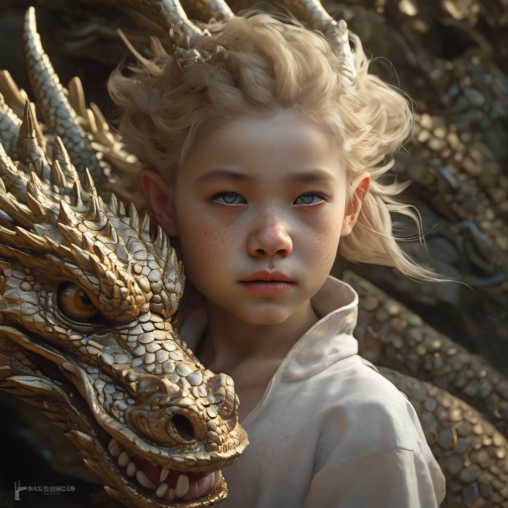 lbbao,1girl,dragon,looking at viewer,solo,realistic,freckles,scales,brown eyes,blonde hair,closed mouth,heterochromia,<lora:龙宝宝:0.8>,