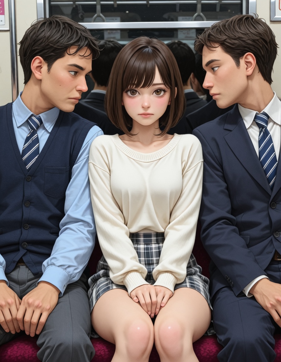 beautiful european 1girl,  long bob hair,  dark brown hair on Tensor.Art