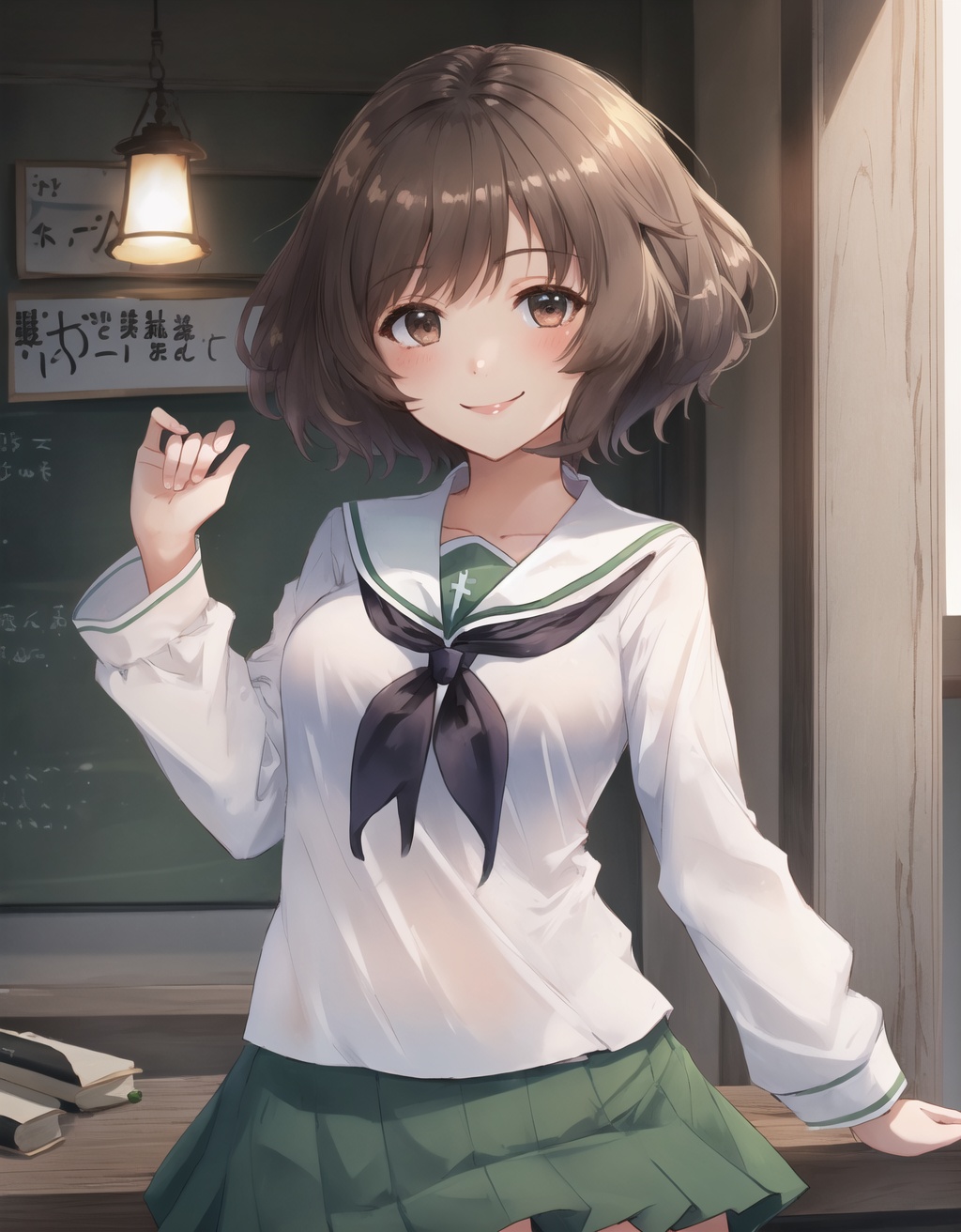 Yukari,  school uniform,  short hair on Tensor.Art