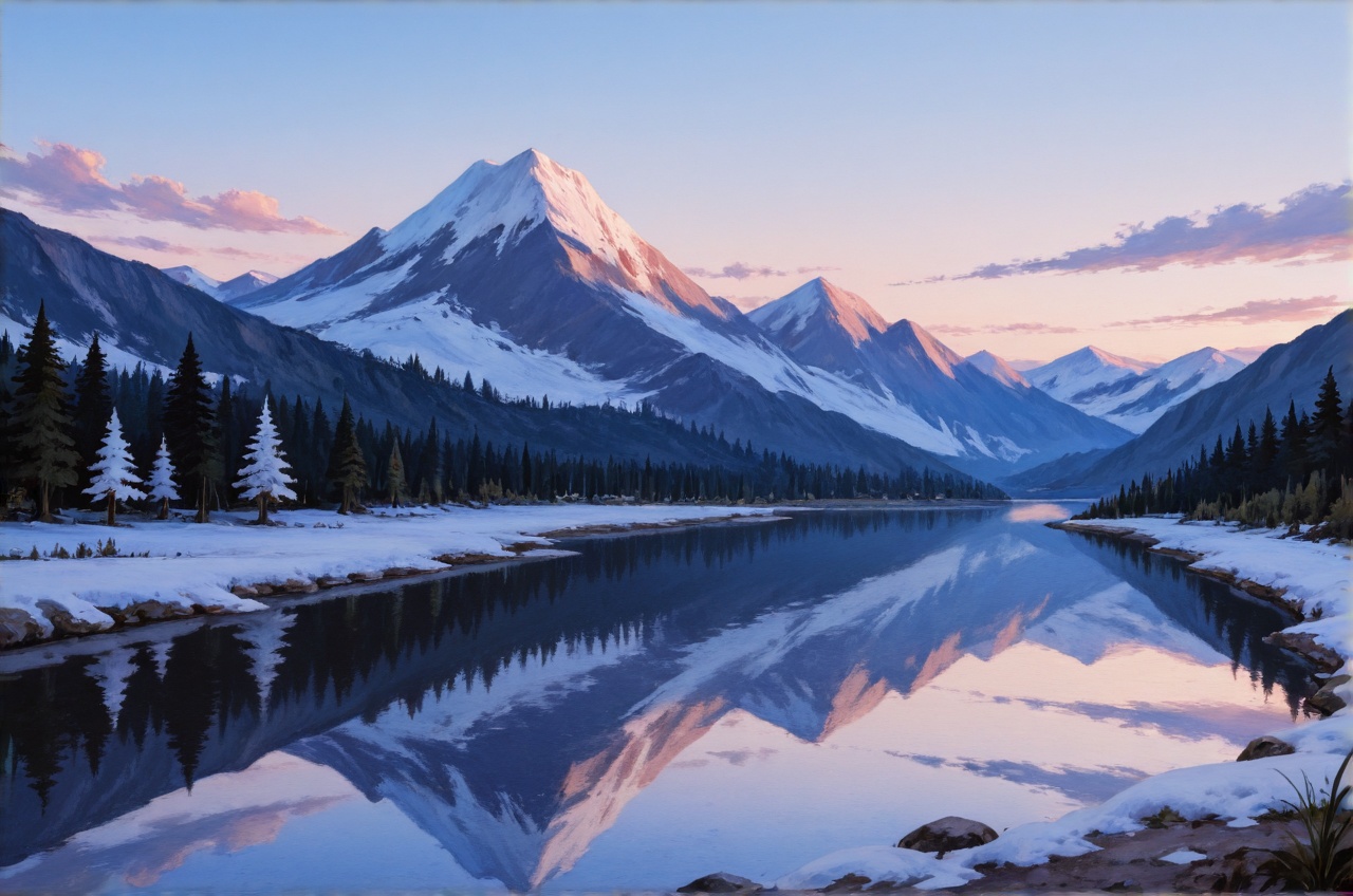 masterpiece,  best quality,  serene mountain lake dawn on Tensor.Art