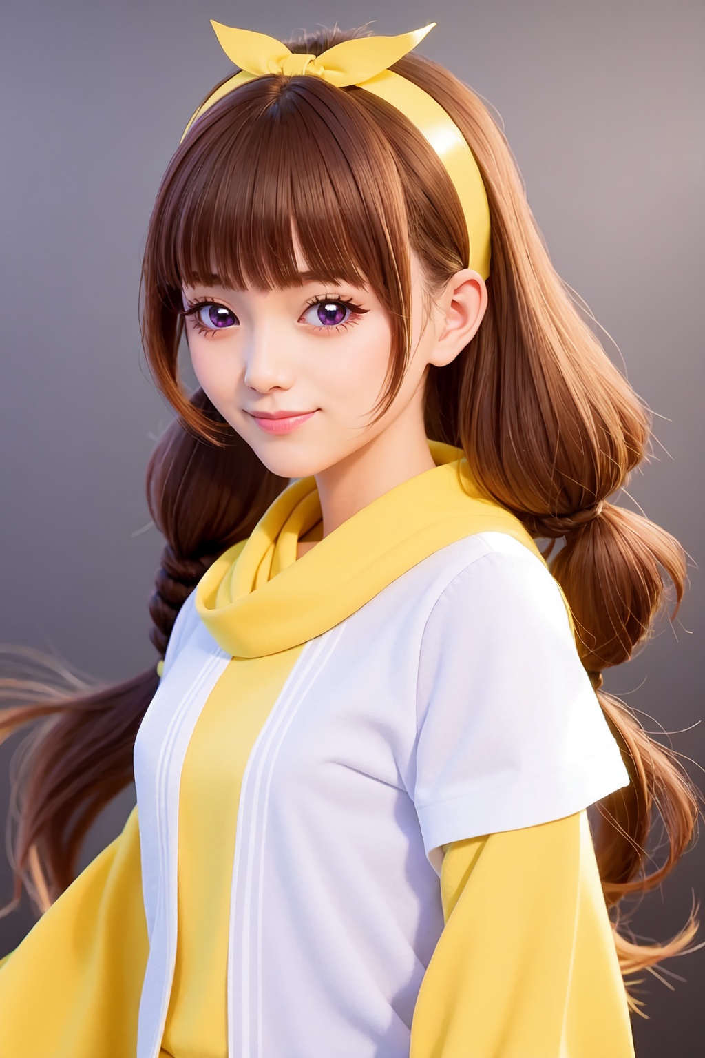 amanogawa_kirara,1girl,solo,smile,looking_at_viewer,hairband,star_(symbol),twintails<lora:amanogawa_kirara:1>,simple background,white backgroundmasterpiece,best quality, highly detailed, 