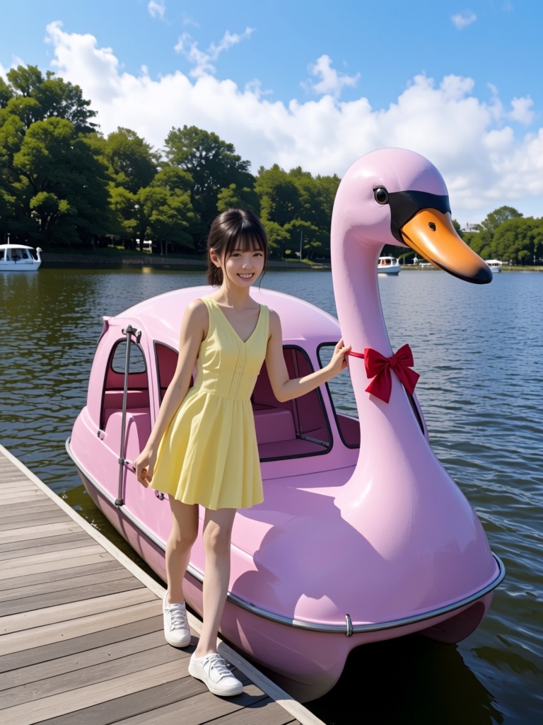 swan watercraft,  light purple watercraft,  1girl on Tensor.Art