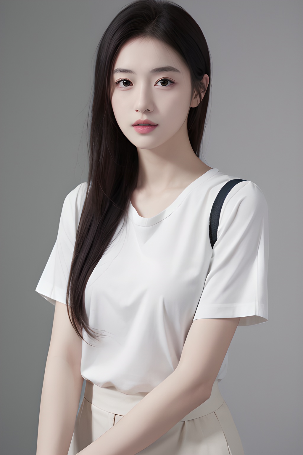<lora:0815_05:0.45>,simple background,white_shirt,, 1girl,realistic,masterpiece, best quality, photorealistic, HDR,detail