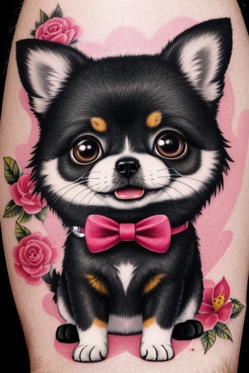 close up of a chibbi dog tattoo on Tensor.Art