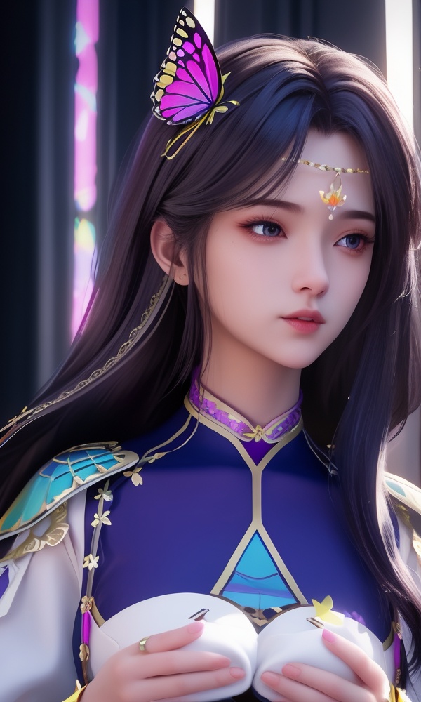 (,1girl, ,best quality, )<lora:362-DA-神印王座-女使大人:0.8>,ultra detailed background,ultra detailed background,ultra realistic 8k cg, ,masterpiece, (( , )),,  fiction,mole, , ,tamari \(flawless\),     ,, 1girl,butterfly sitting,  night, star_\(sky\)(()),