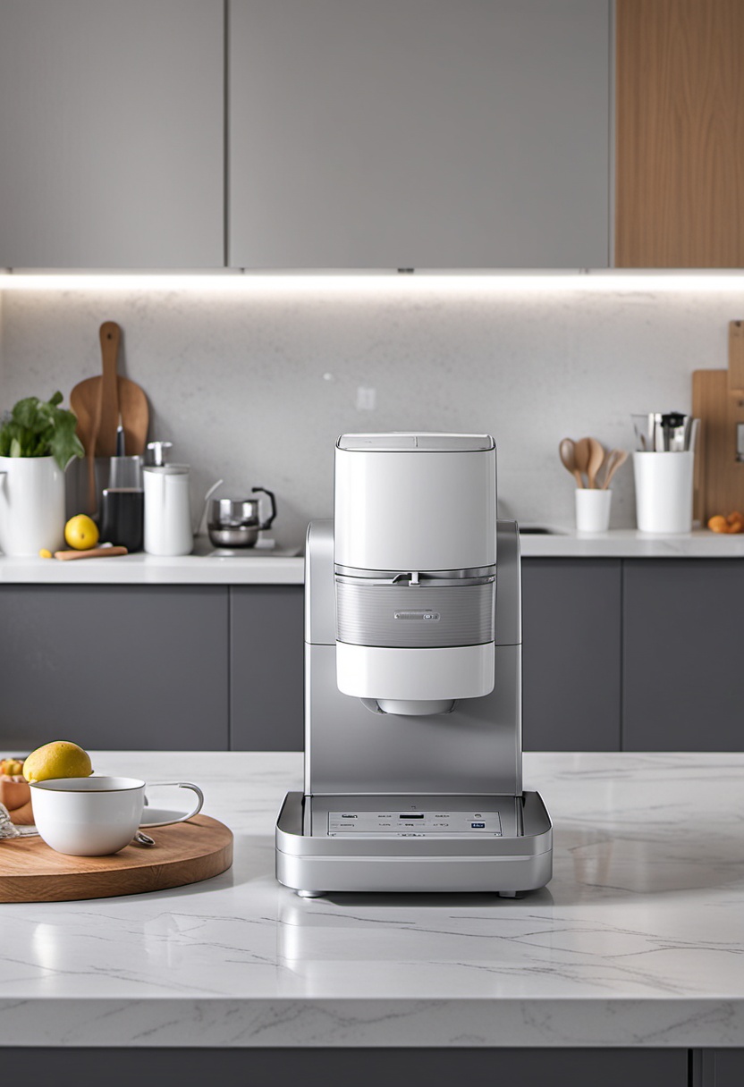 A machine sits on the kitchen table,<lora:Q-XL-000006:1>,