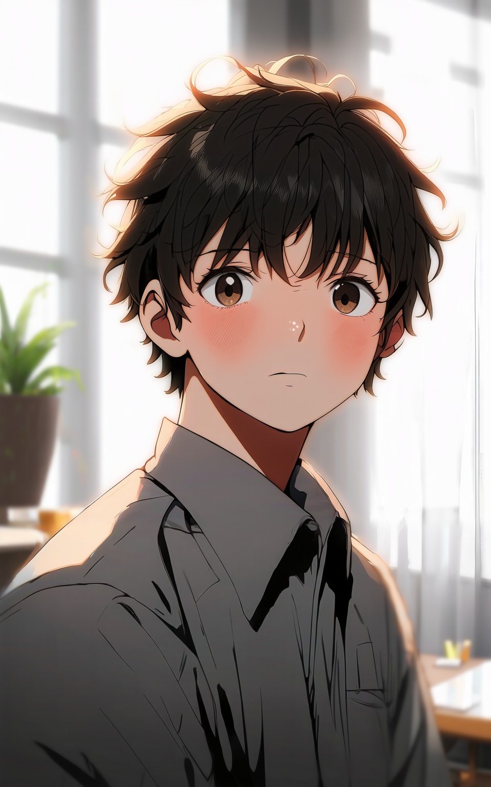anime style,  looking at viewer,  short hair on Tensor.Art
