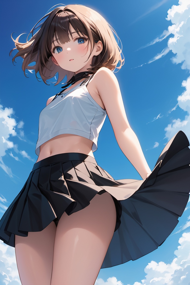 1girl,  Stand,  low angle view from below on Tensor.Art