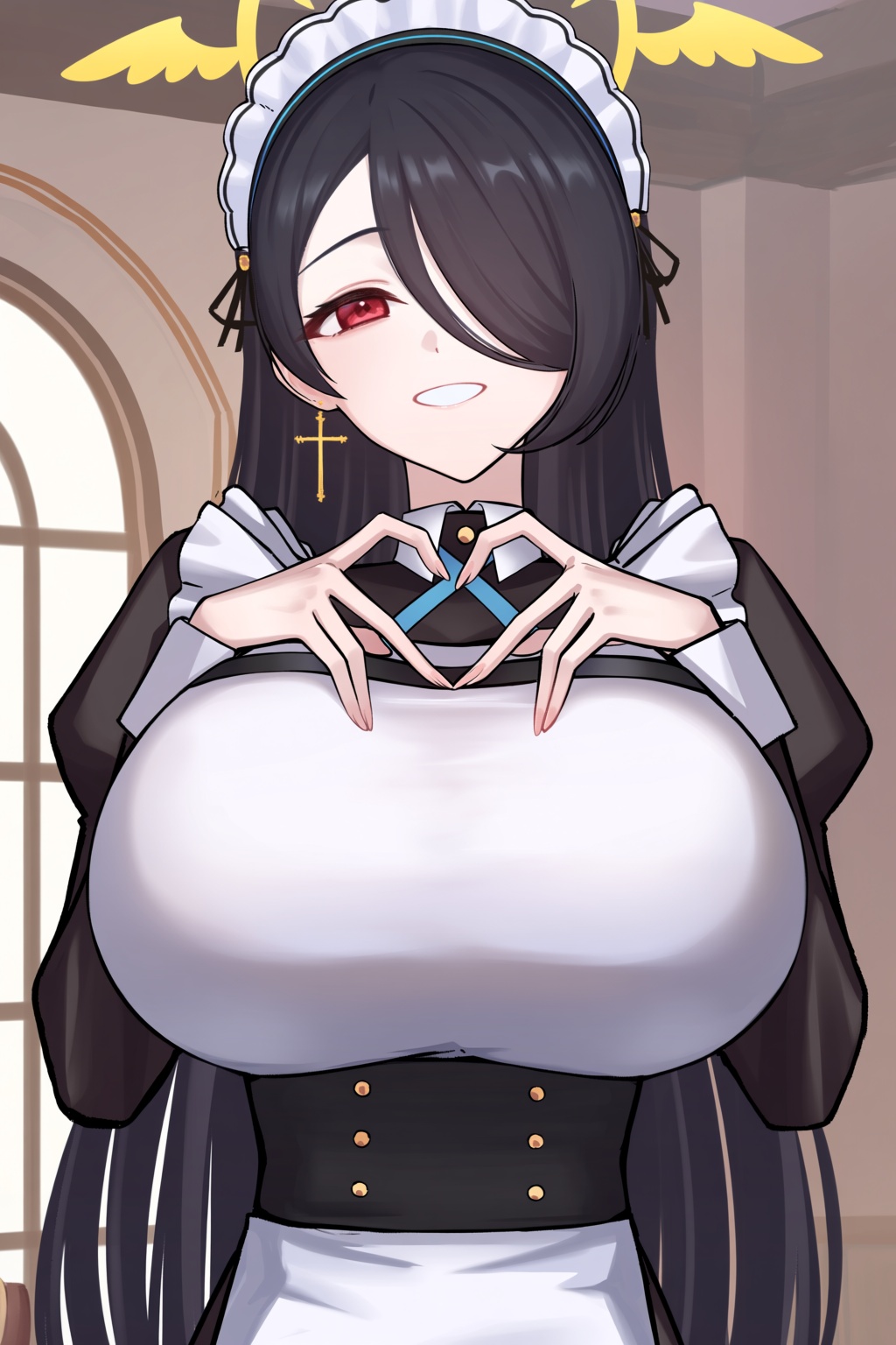 @aoi riko,  hinata (blue archive),  Close-up upper-body portrait of a single anime girl centered in the frame on Tensor.Art