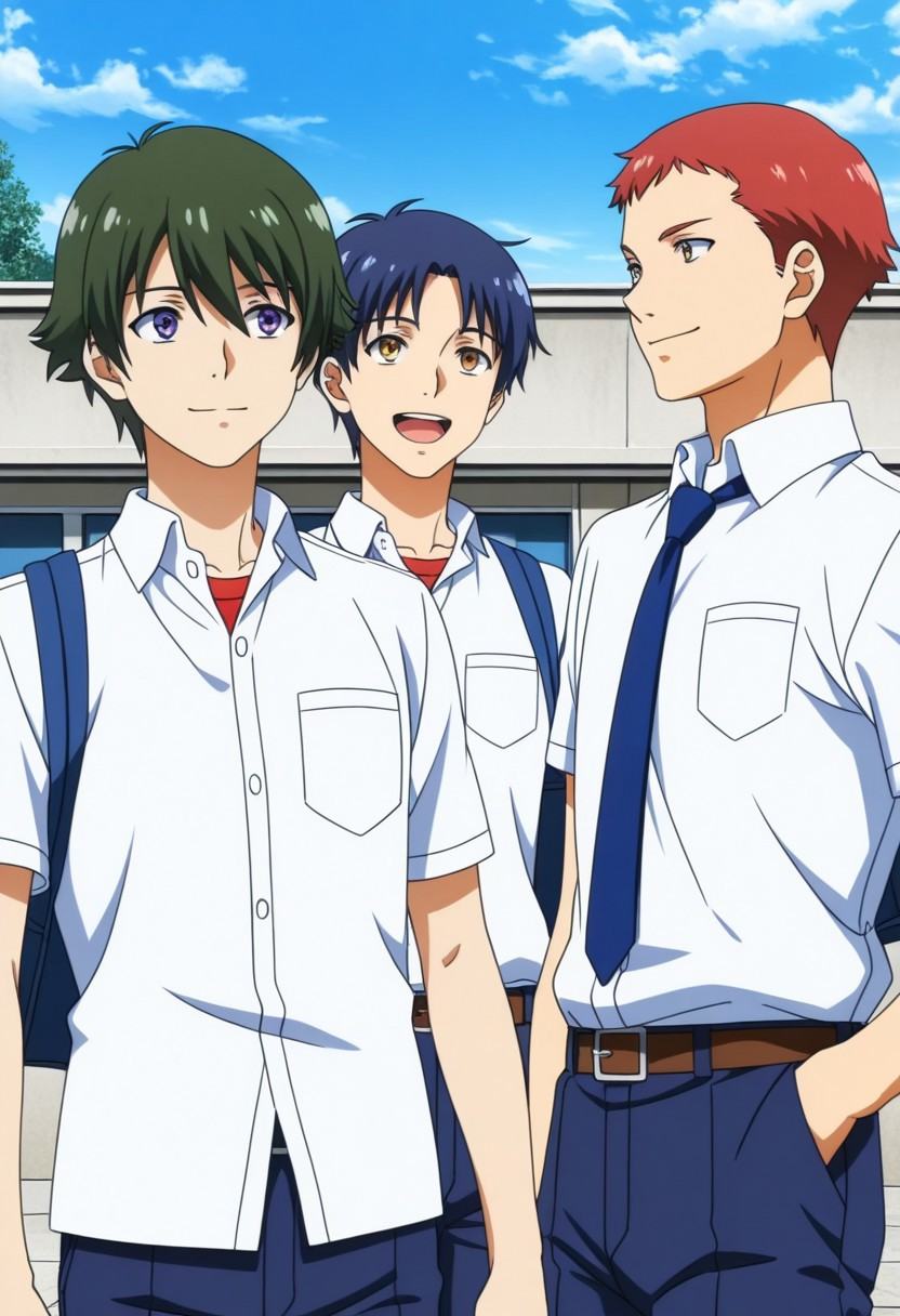 Anime,  3males,  three males focus on Tensor.Art