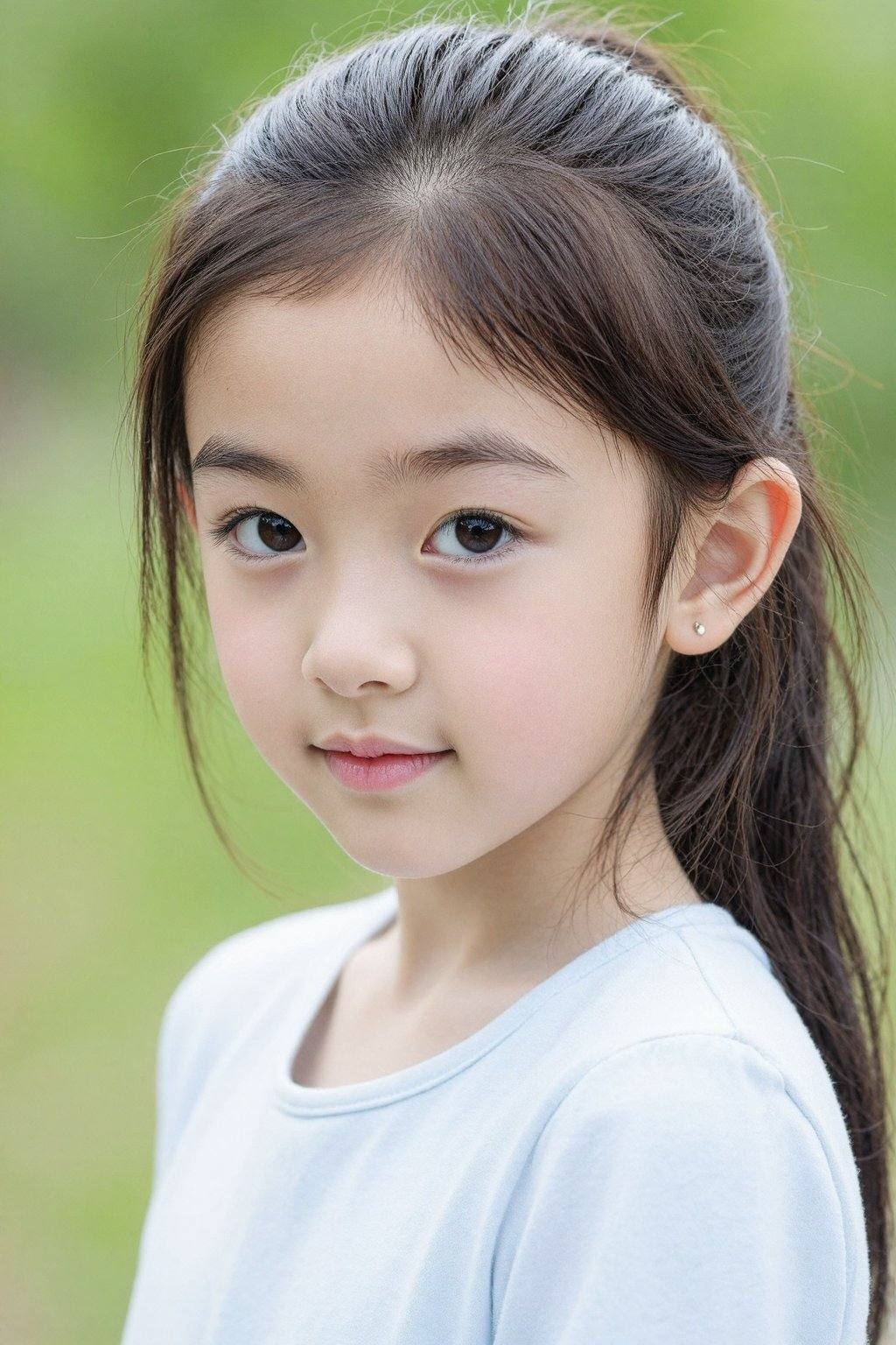 This is a high-resolution photograph featuring a young girl,  outdoors on Tensor.Art