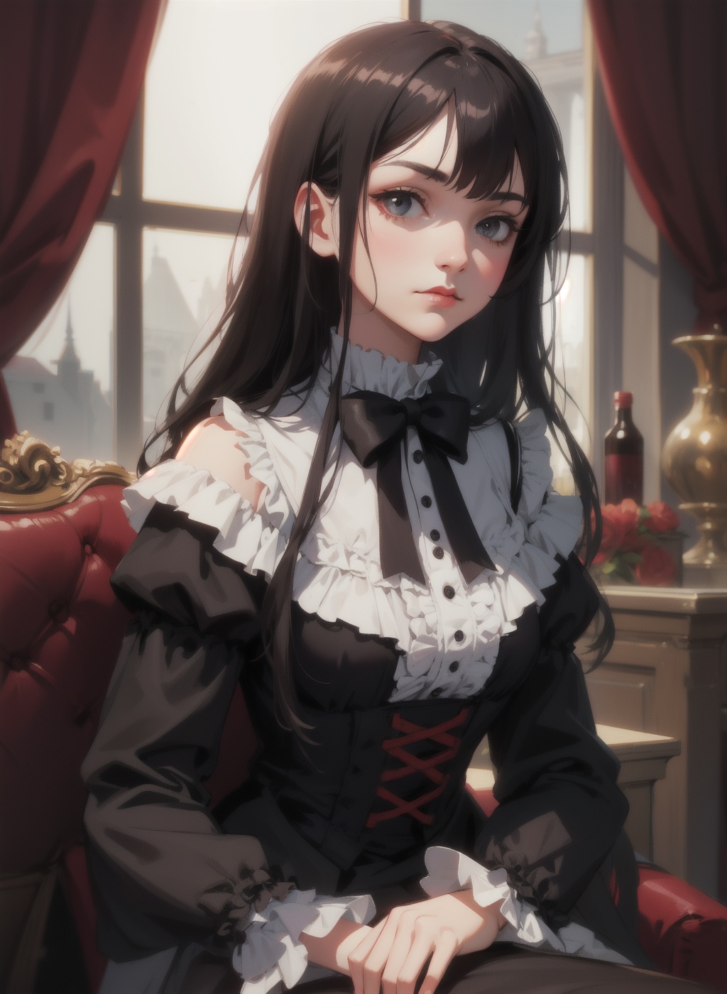 cute vampire wearing victorian clothes on Tensor.Art