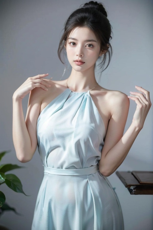 1girl, (best quality, masterpiece, ultra-high resolution, 4K, HDR, UHD, 64K,photograph), (photorealistic:1.3, realistic:1.3),depth of field, (curve: 1.2),exquisite eyes,elegant posture,(an extremely delicate and beautiful), (best quality), (masterpiece),intricate detail,(Simple background:1.2),(The whole body:1.5),china dress,dolichoscelia,standing