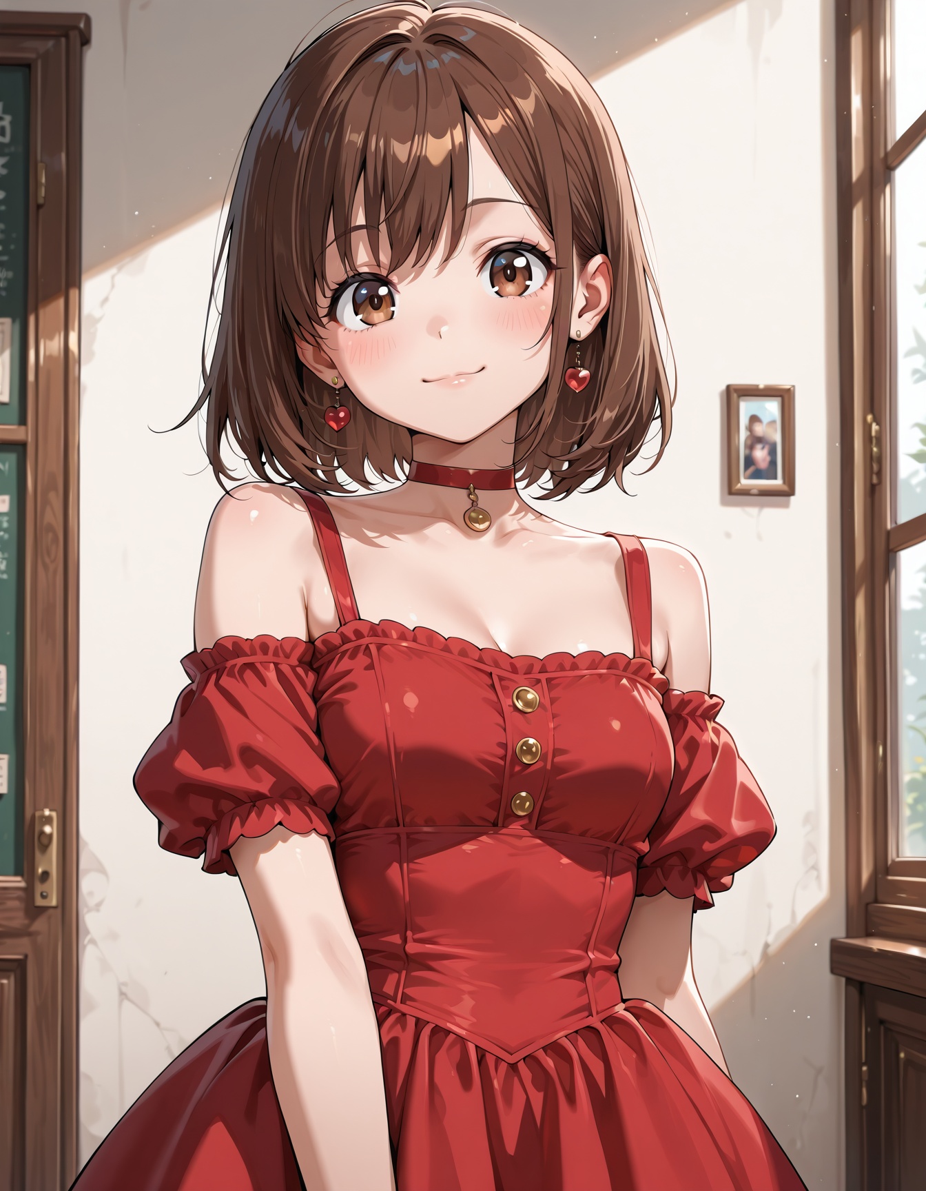 A cute anime woman,  18 years old,  in a red dress on Tensor.Art