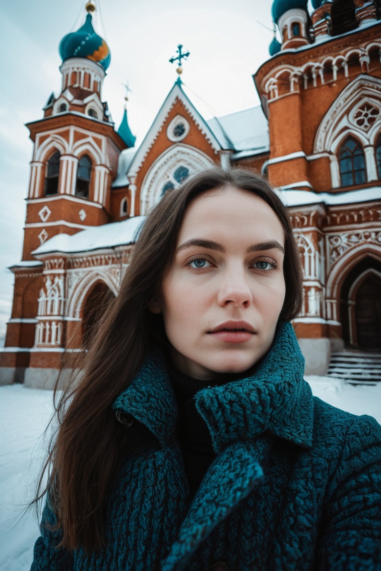 woman close up portrait,  Photoshoot in siberia,  winter photoshoot in russia on Tensor.Art
