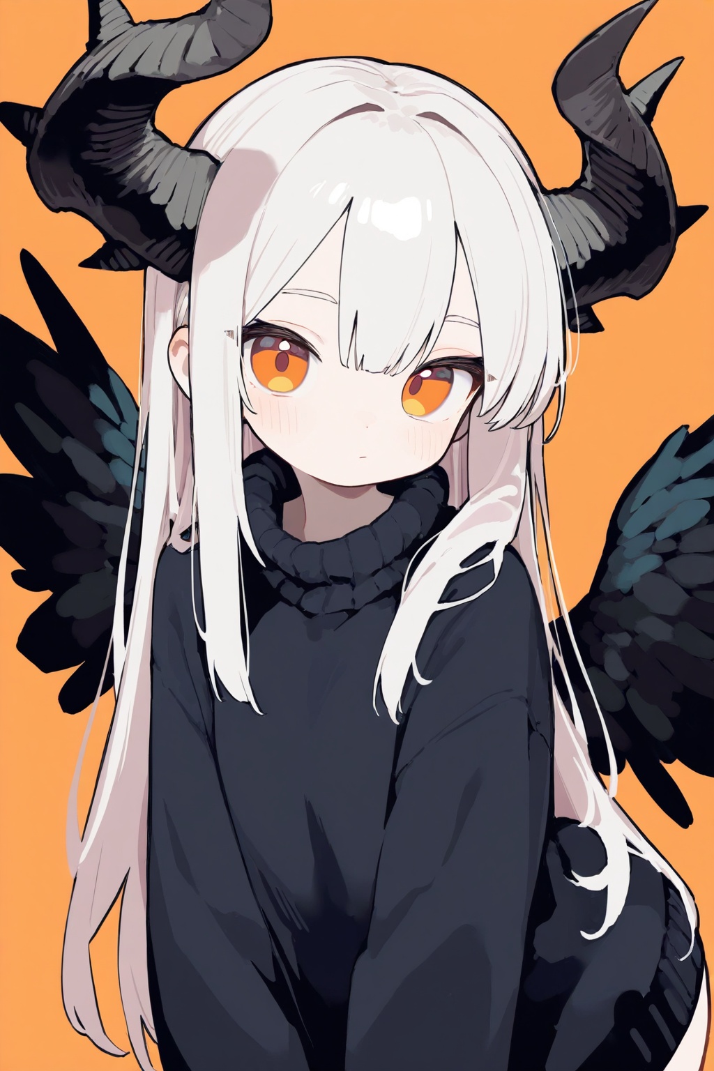 1girl,  orange background,  solo on Tensor.Art