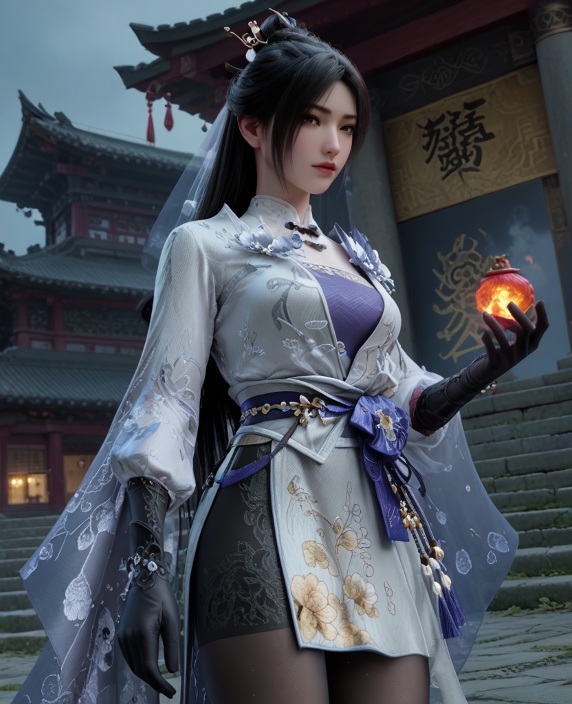 (oriental architecture, elegant decor, sophisticated style:1.1),(making a snowman:1.1),(breasts:1.2),<lora:XL永劫无间顾清寒冰雁:0.95>,miss guqinghan,white dress,purple lingerie,sash,black hair,long hair,hair ornament,black gloves,black pantyhose,fart curtain,, score_9,score_8_up,score_7_up,score_6_up,score_5_up,score_4_up,3d rendering,tag1,tag2, Cinematic Lighting,backlighting,