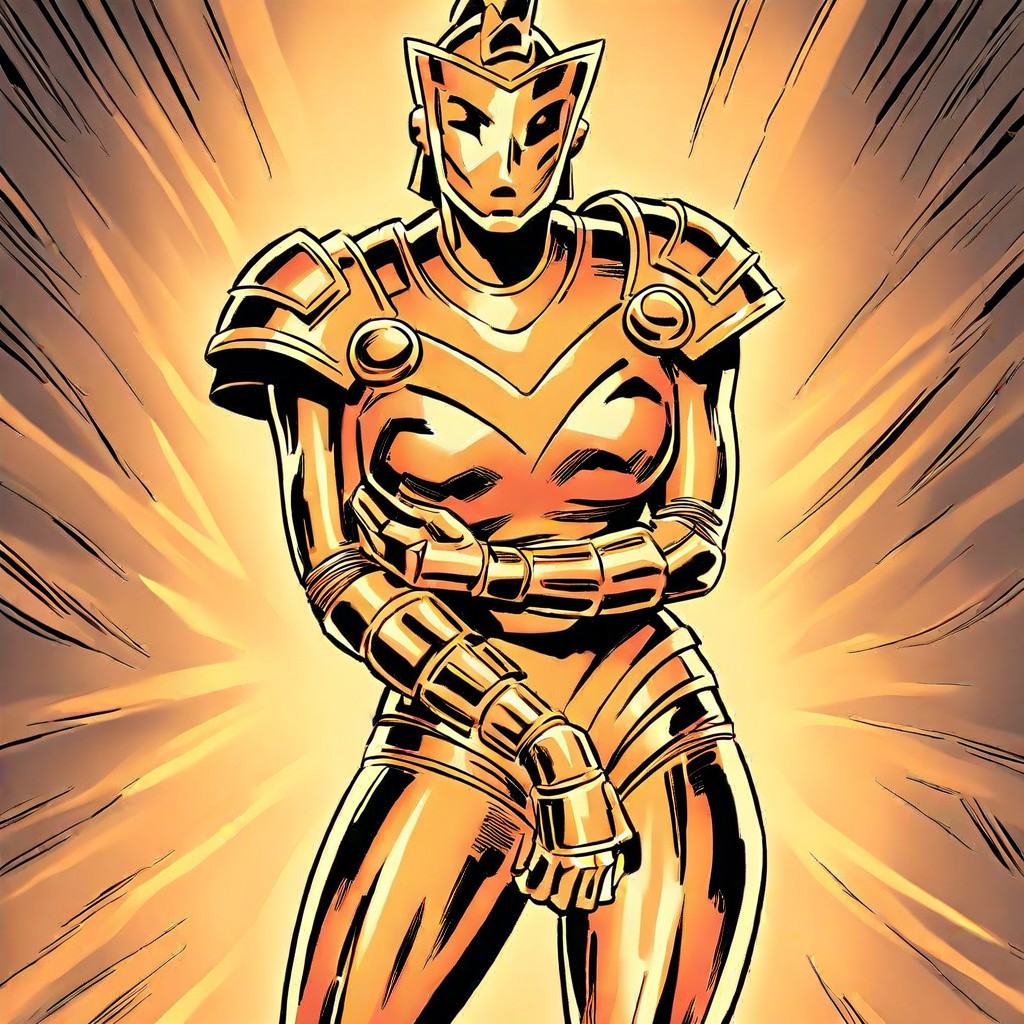 starshine,  full metallic orange armor,  in back off on Tensor.Art