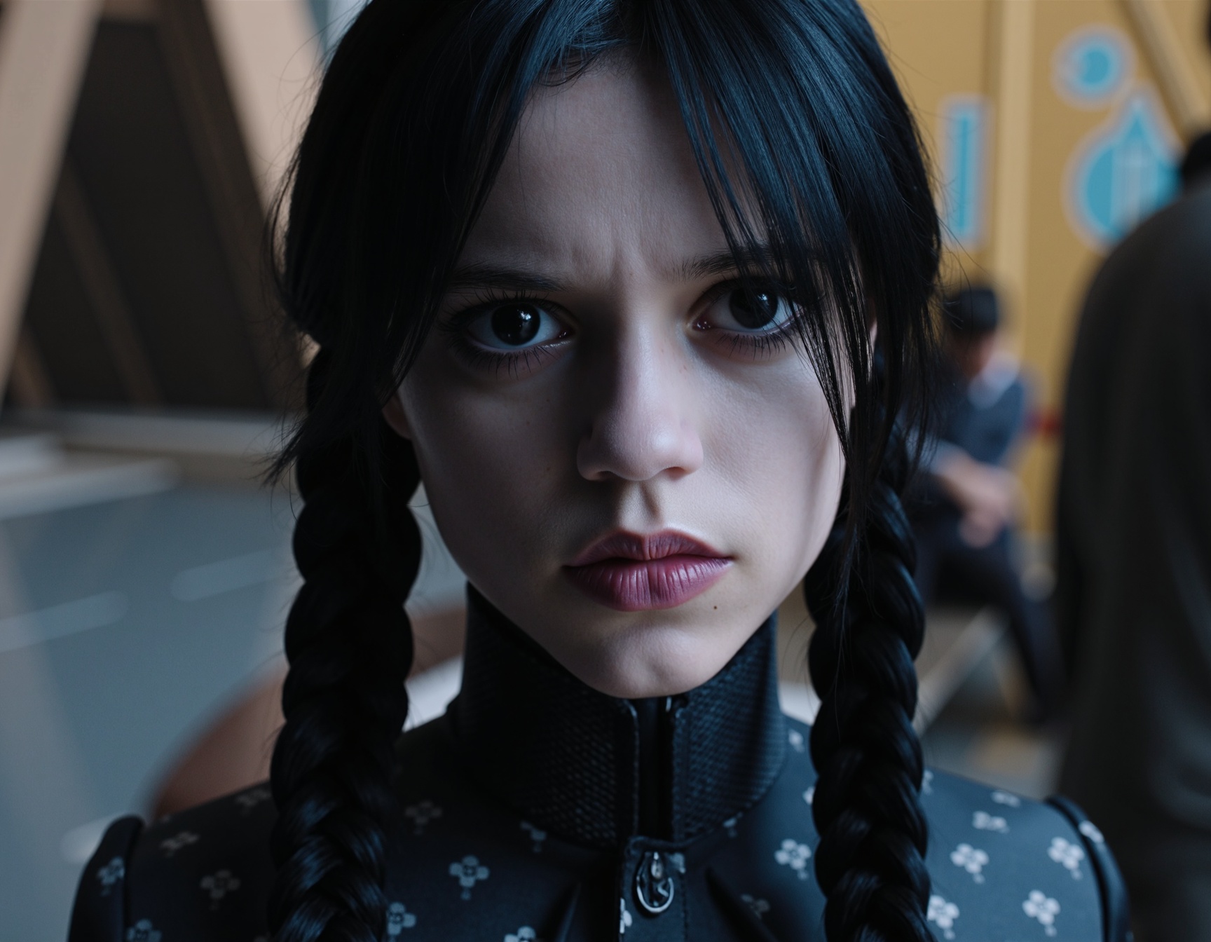 hyper realistic photography portrait of heroic warhammer machine robotic android girl,  eva green,  wednesday addams on Te...