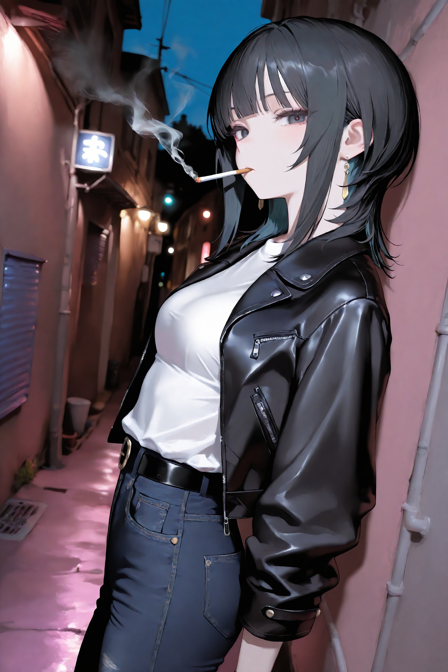 1girl,  smoking,  solo on Tensor.Art