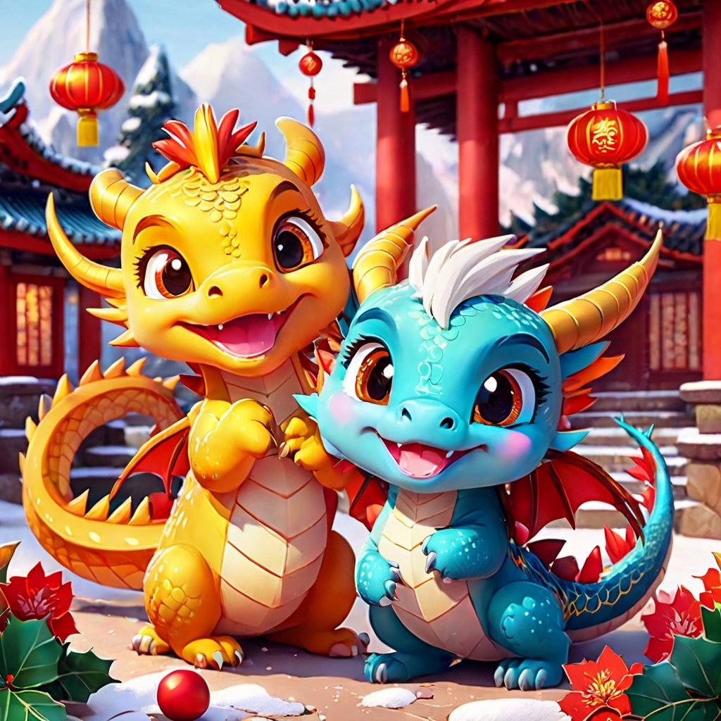 dragon,cute,poakl cartoon newyear style,best quality,masterpiece,<lora:poaklSDXLcartoonnewyearV2-000007:0.6>,
