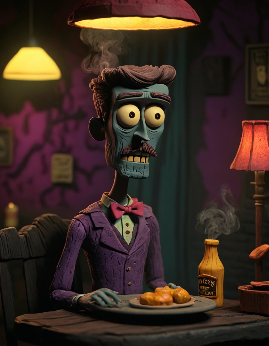 novuschroma51 style dimly lit speakeasy with a smoky atmosphere claymation on Tensor.Art