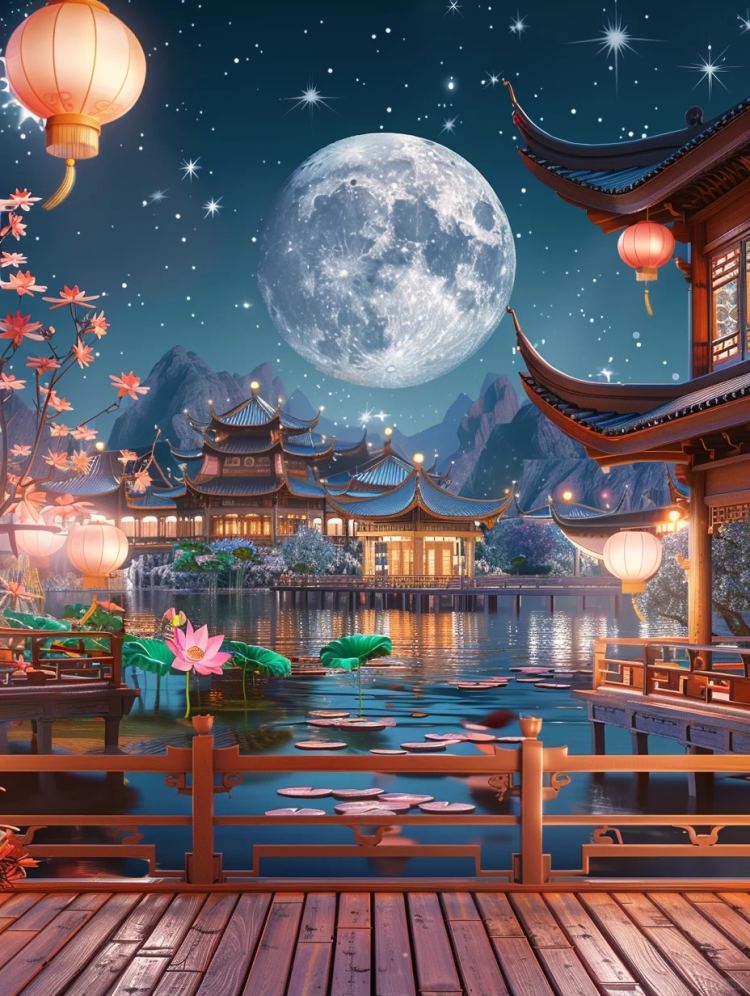 中秋节海报素材背景-flux1.0 by ai老头 on Tensor.Art