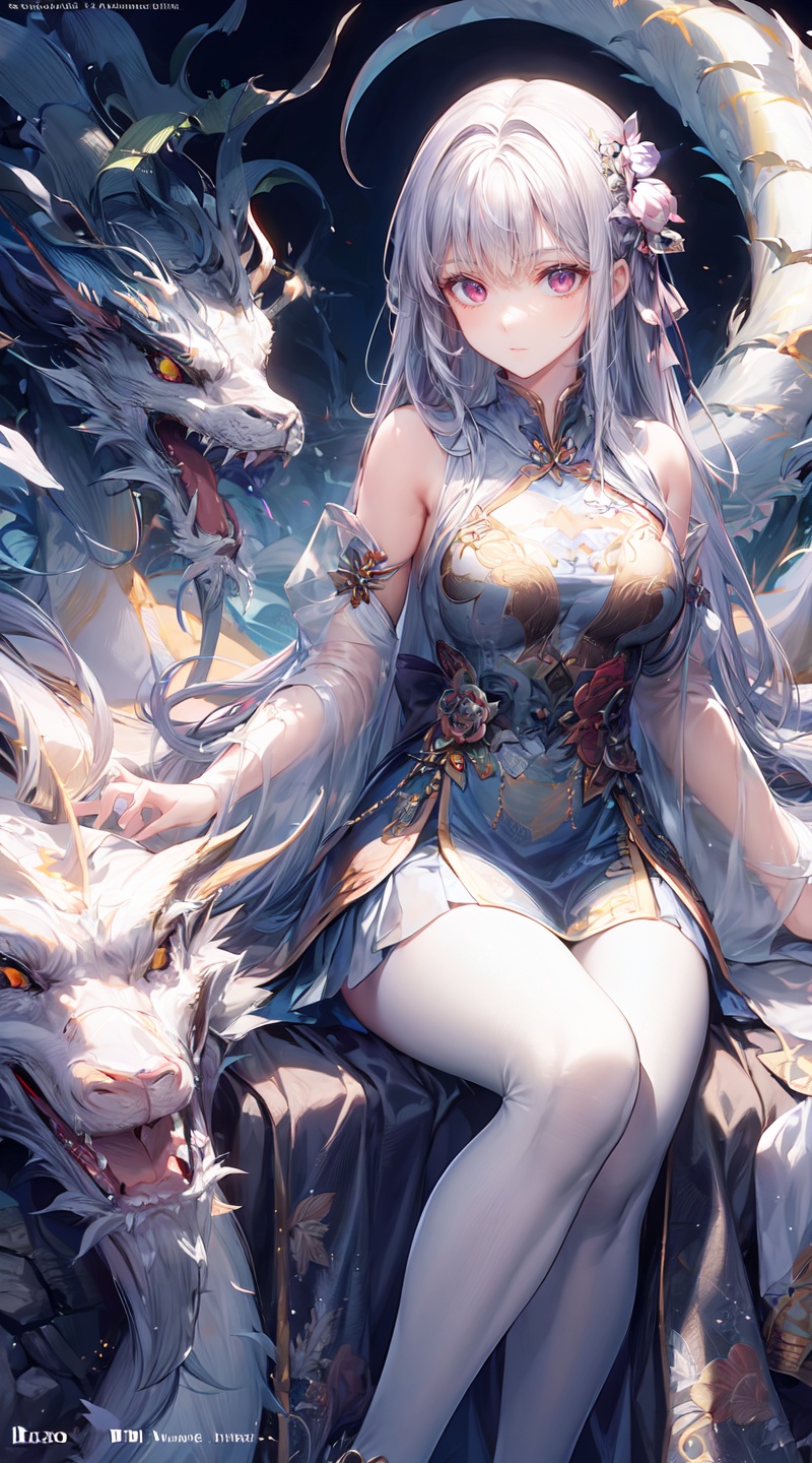 HDR,UHD,8K,best quality,masterpiece.realistic,(Eastern_dragon:1.4),<lora:龙:0.96>,(the girl sits on the dragon's body:1.5),dragon,Eastern_dragon,white long upper shan,highres,masterpiece,(Glowing ambiance, enchanting radiance, luminous lighting, ethereal atmosphere, mesmerizing glow, evocative hues, captivating coloration, dramatic lighting, enchanting aura),((nude:1)),(boobs naked:0.55),ink painting,(masterpiece, top quality, best quality, official art, beautiful and aesthetic:1.2),(1girl:1.4),extreme detailed,(joshua middleton comic cover art:1.1),(Action painting:1.2),(concretism:1.2),theater dance scene,(hypermaximalistic:1.5),colorful,highest detailed,<lora:anxiang:0.55>,(Bare feet:0.65),<lora:more_details:0.85>,<lora:服装增减_LoRA_3.0:-0.6>,<lora:Xian-T手部修复lora_v3.0:1>,<lora:激萌清晰调节:-0.3>,