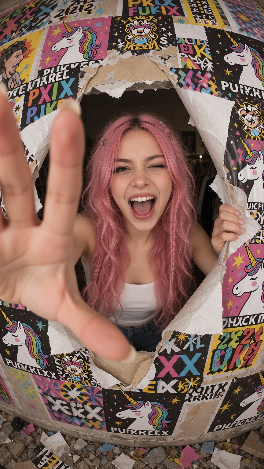 PukiX,  pink hair PukiX,  22-year-old woman with pink hair on Tensor.Art