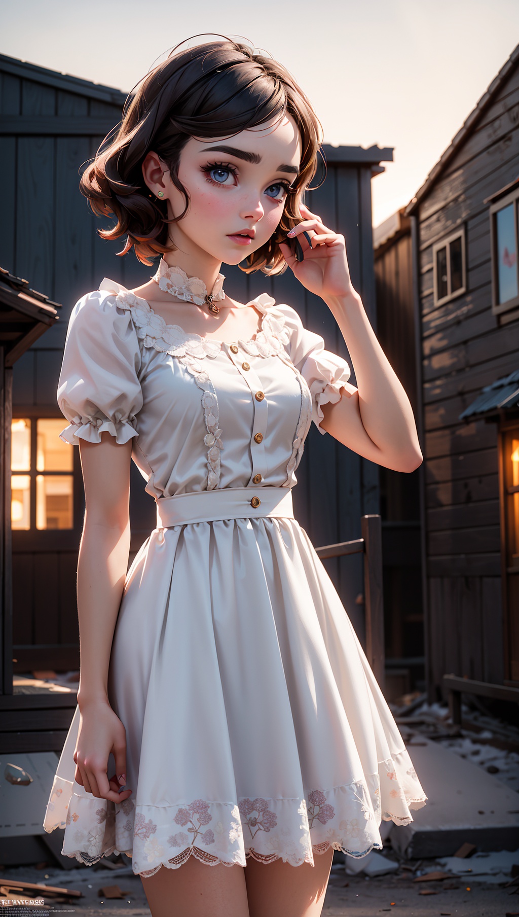 FlorencePugh,  Parisienne dress,  feminine pose on Tensor.Art