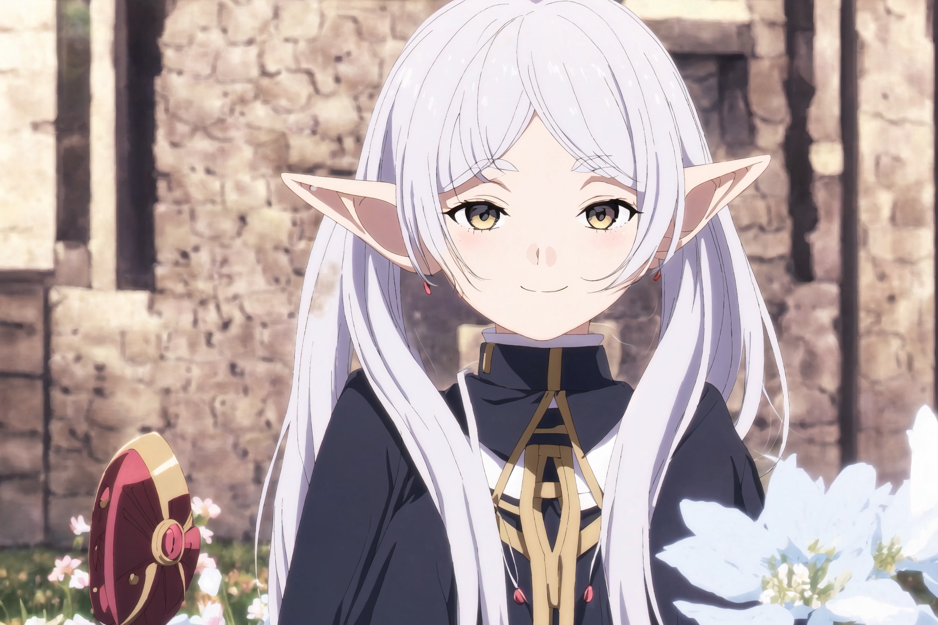 1girl,smile,in spring,panorama,Elf,pointy ears,cute,<lora:fulilian1.0:1>,white hair,cute,