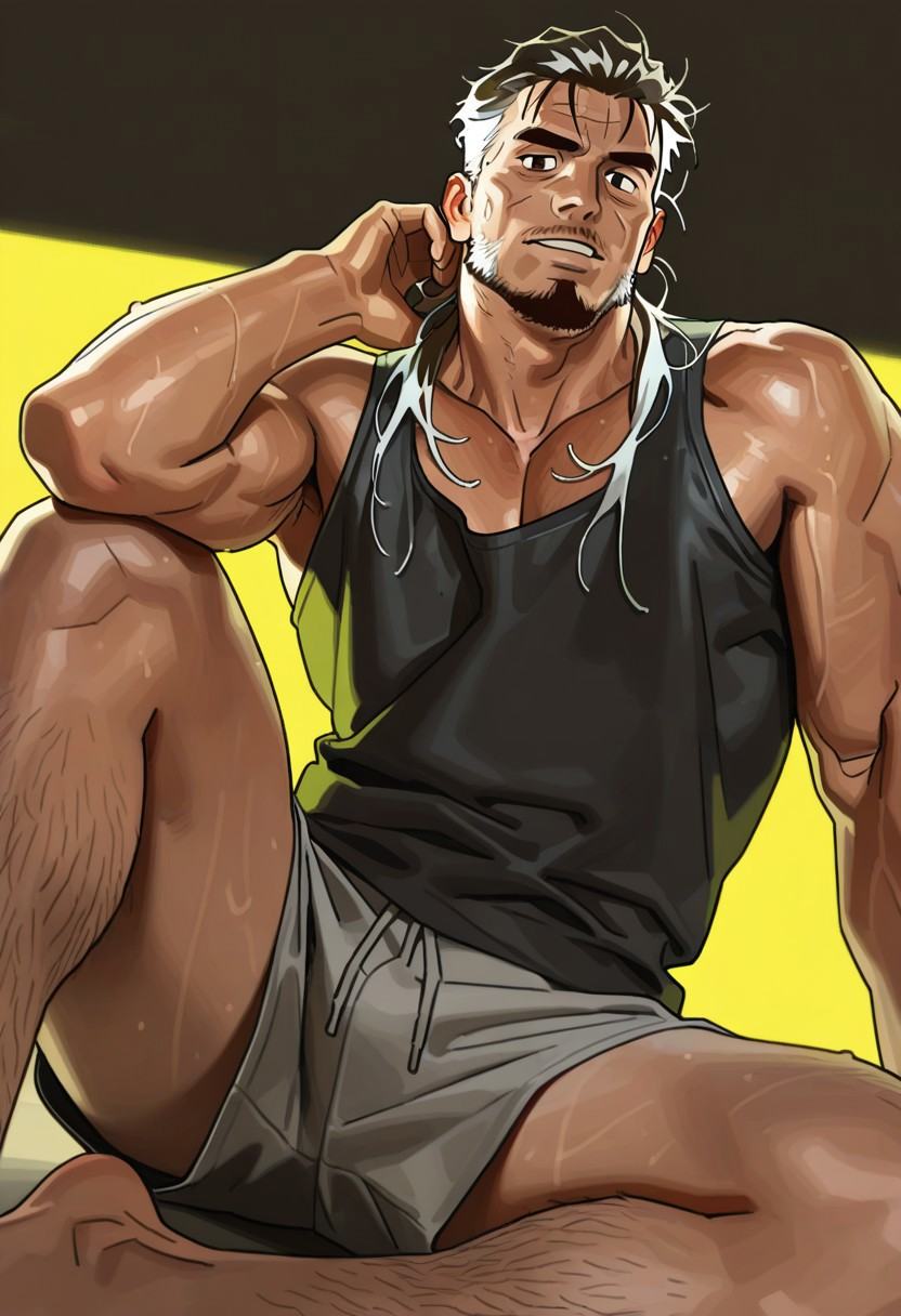 facial hair,  older man,  ponytail hair on Tensor.Art